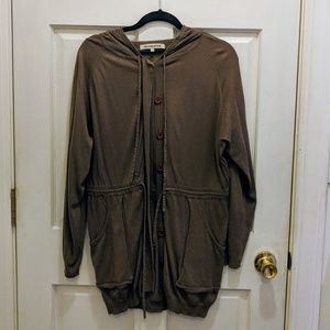 Tunic style button down hoodie